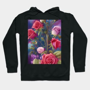Beautiful painting of flower garden pink and red roses Hoodie